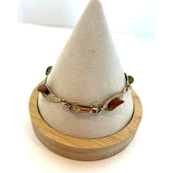 Set of 2 Vintage Natural Various Polished Colorful Stone Link Bracelets - Picture 12 of 16